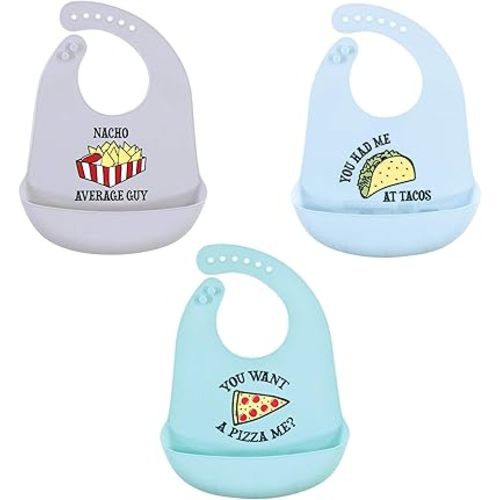 Hudson Baby Unisex Baby Silicone Bibs, Fast Food, One Size