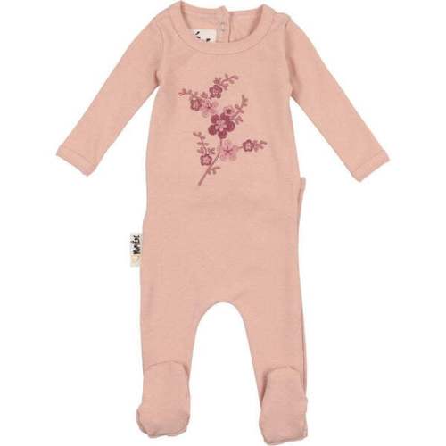 Floral Embroidered Footie, Mauve - Maniere | Maisonette