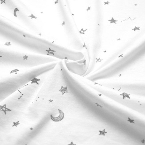 TL Care Jersey Knit Fitted Contoured Changing Table Pad Cover Stars Zigzag Gray - 2pk