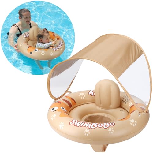 Swimbobo Inflatable Baby Swimming Float with Safe Seat and Canopy for Age 6-36 Months Toddler