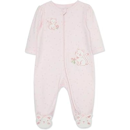 Little Me Clothes for Baby Girls' 100% Cotton Scratch-Free Tag Footie Sleeper, Preemie to 9 Months