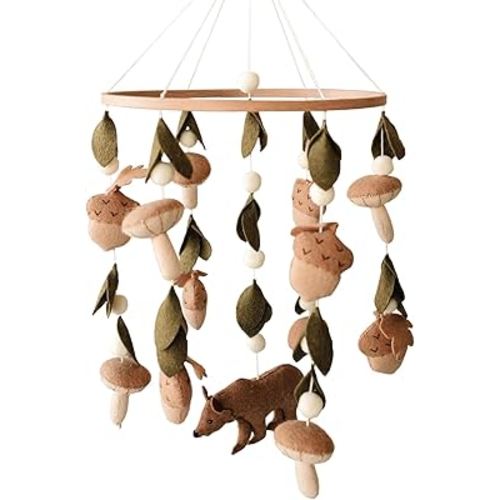 Sorrel + Fern Bear Crib Mobile (Magic Forest) - Nursery Decorations - Handmade Nursery Decor for Boys & Girls