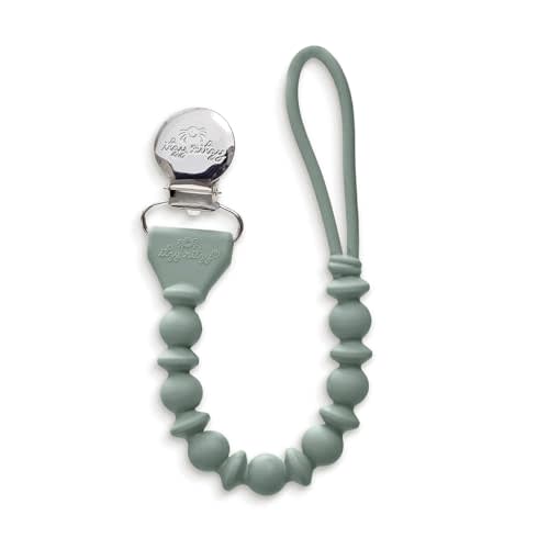 Itzy Ritzy Silicone Pacifier Clip; 100% Food Grade Silicone Pacifier Strap with Clip Keeps Pacifiers, Teethers & Small Toys in Place; Features One-Piece Design & Silicone Cord (Succulent)