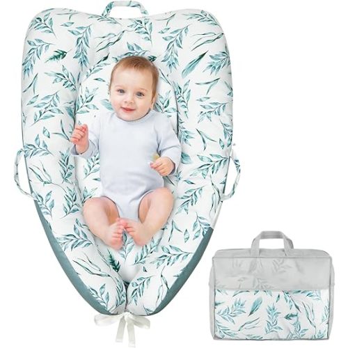 Baby Lounger -Lilian&Gema Infant Lounger for Newborn 0-24 Months, Soft Washable Baby Nest Cover, Newborn Lounger Pillow for Home and Travel, Baby Gifts