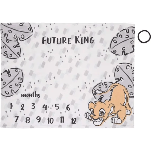 Disney Lion King Simba, Grey, White & Tan Super Soft Milestone Baby Blanket, Grey, White, Charcoal, Tan