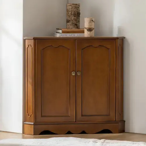 Ebern Designs Hagen Traditional 32''W 2-Door Corner Cabinet with Adjustable Shelves | Wayfair