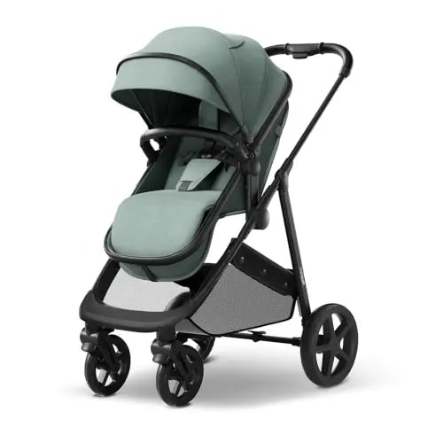 Mompush Wiz Baby Stroller, Convertible Infant Stroller for Newborn and Toddler with Reversible Seat and Large UPF 50+ Canopy