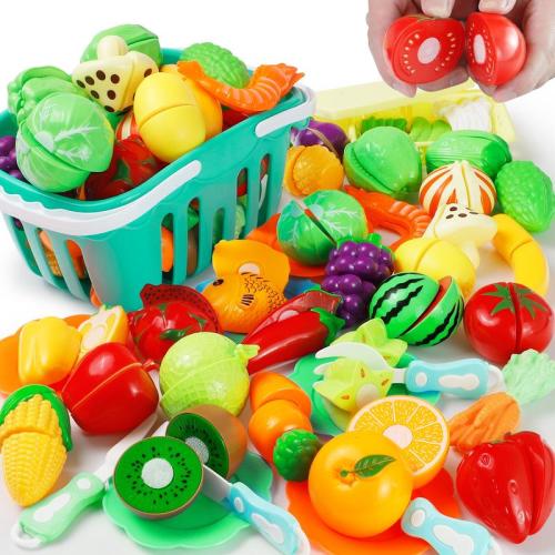 70 PCS Cutting Play Food Toy for Kids Play Kitchen, Pretend Kitchen - TikTok Shop