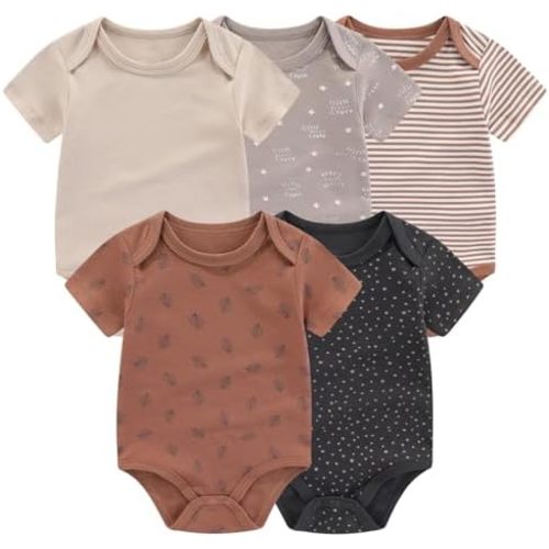 Fashion Unisex baby Boy Girl Bodysuits 5-Pack Casual Cotton Soft Infants Outfit New born Clothes