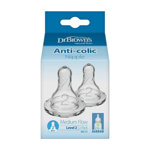 Dr. Brown's Dr Brown Natural Flow Level 2 Narrow Nipple Set of 2 (3M+) Clear