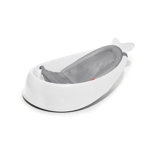 Skip Hop Baby Bath Tub, 3-Stage Smart Sling Tub, Moby, White