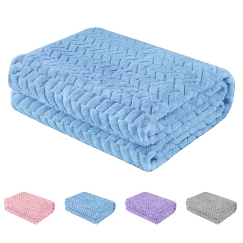 Baby Blanket Flannel, Cozy Throw Blankets for Newborn Infant and Toddler, Super Soft and Warm Receiving Baby Blanket for Crib Stroller (Blue 30 * 40")