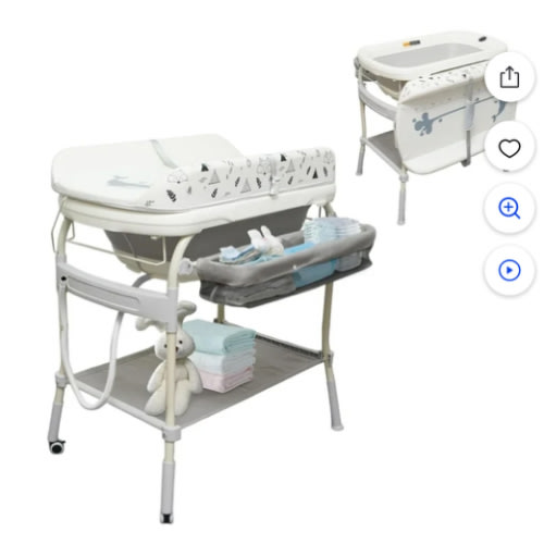 Walmart Black Friday Deals 2025 - Linor 2 in 1 Bathtub with Changing Table, Waterproof Diaper Changing Station Portable Changing Table Adjustable Height Nursery Organizer with Storage Racks