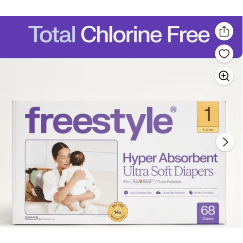 Freestyle Hyper Absorbent Ultra Soft Baby Diapers, Size 1, 68 Count (Select for More)