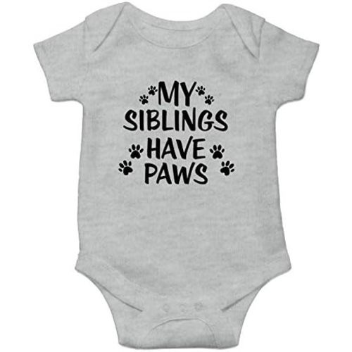 Witty Fashions My Siblings Have Paws - Funny Cute Dog and Cat Lovers - Novelty Gift - Infant Baby Bodysuit