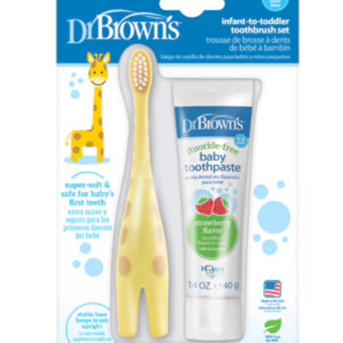 Dr. Brown's Training Toothbrush + Baby Toothpaste Giraffe 0-3 Years BPA Free -- 1 Set - Vitacost