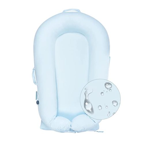 Organic Replacement Cover with Waterproof Pad | Premium Quality Spare Cover Certified Organic Cotton | Protects Against leaks | [Fits Dockatot Deluxe + Docks] (Cover Only) (Baby Blue) - Waterproof Organic Cotton