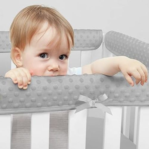 3pcs New Teething Edge&Corner Guard Coverage Straps -1 Pieces,Long Pieces (1 Length 51 in,width7in,2 Short Pieces (Length 27.5 in,Width 7 in) (Grey Bubble)