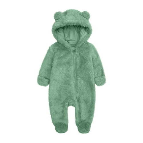 ZyeKqe Winter Baby Clothes keep Warm Fleece Thick 1sie Ear Hooded Jumpsuits Newborn Boys Girls Romper Kids Coats Jackets