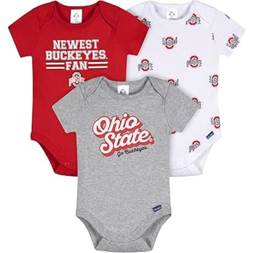 Gerber NCAA unisex-baby Ncaa College Team 3-pack Short-sleeve Onesies Bodysuit