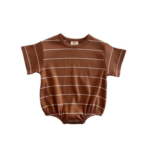 Saddle Stripe / Organic Ribbed T-Shirt Bubble