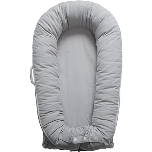 Deluxe Infant Lounger, Baby Nest Cover for Baby Girls & Boys, Newborn Essentials for Baby 0-12 Months, 100% Cotton, Co Sleeper Portable Travel Bed (Gainsboro)