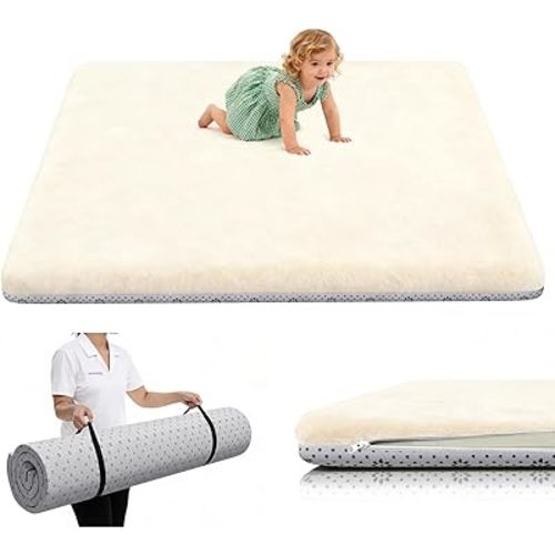 Thick Baby Play Mat for Floor 50 x 50, Ultra Soft Playpen Mat, Machine Washable Tummy Time Foam, Non-Slip Bottom Helps Cushion, for Kids, Infant and Toddler Crawling