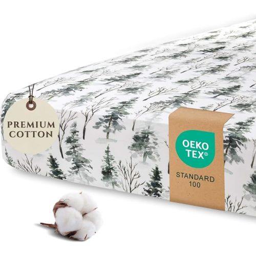 Pobi Baby - Fitted Crib Sheets for Boys, Girl - Baby Crib Sheet Neutral - Crib Mattress Sheet - Ultra-Soft Cotton Crib Sheets, Toddler Bed Sheets (Magical Woods)