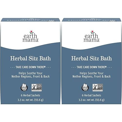 Earth Mama Herbal Sitz Bath | Pregnancy & Postpartum Essentials, Soothing Sitz Bath for Hemorrhoids with Witch Hazel, & Calendula, 6-Count (2-Pack)