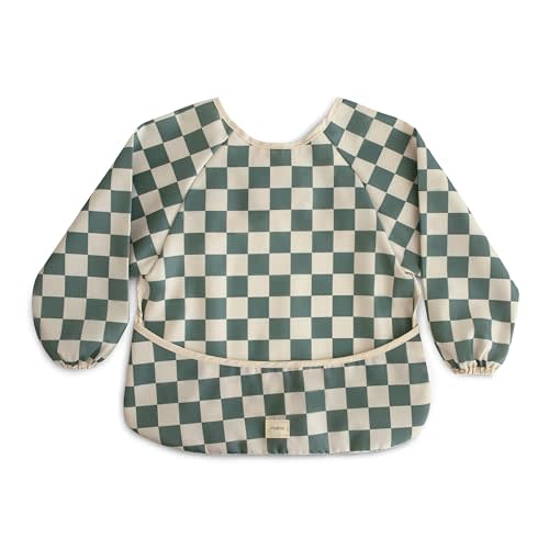 mushie Long Sleeve Baby Bib | Mess Free & Waterproof Fabric for Toddlers | Adjustable Fit for Ages 6-24 Months