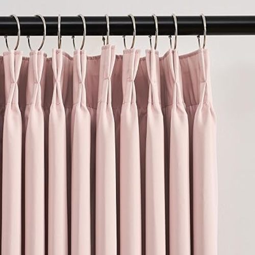 KEQIAOSUOCAI Pink Elegant Pinch Pleat Curtains 84 Inches Long, Light Blocking High End Pleated Drapes for Girls Nursery Bedroom Living Room Window Panels with Hooks 40 x 84 Baby Pink
