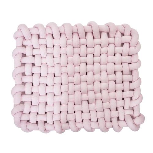 Wonder Space Knotted Braided Plush Mat, Baby Infant Newborn Sleeping Tummy Time Playing Nursery Rug Knot Floor Cushion, Handmade Pure Soft Fabric, Fashion Cute Toddler Children Room Decor, Pink