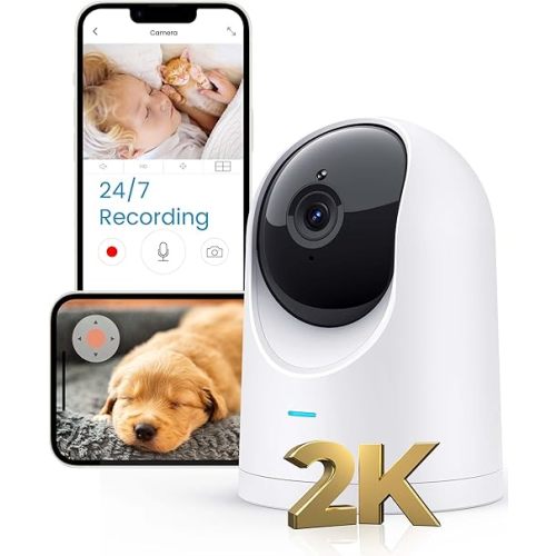 Pet Camera Indoor, 2K High Definition Dog Camera with Phone APP, Cat Camera with 24/7 Recording with Cloud/Local SD, 2-Way Audio and Video, Night Vision, Pet Motion Tracking Alarm