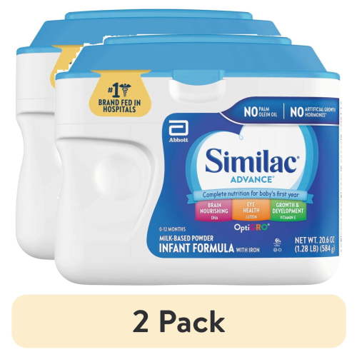(2 pack) Similac Advance Powder Baby Formula With Iron, Has DHA & Lutein, 20.6-oz Tub