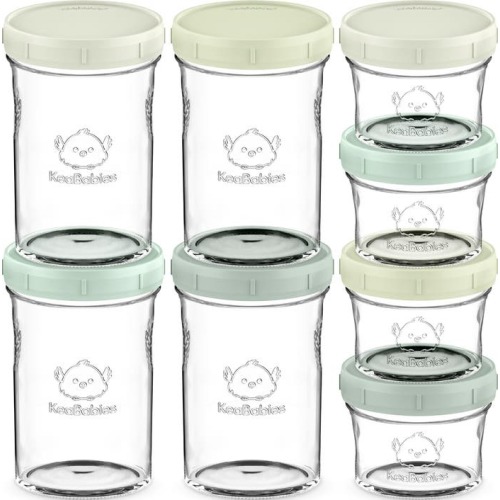 KeaBabies 8-Pack Prep Jars Food Glass Containers, Sage