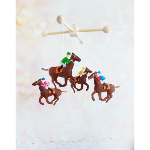 Baby crib mobile Horse and rider, Horse racing felt Nursery decor, Animal baby mobile, Hanging mobile, Colorfull mobile, Cot mobile