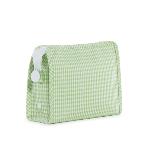 Medium Roadie Zip Pouch, Gingham Leaf Green