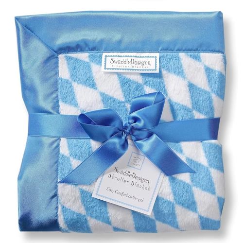 SwaddleDesigns Stroller Blanket, Cozy Plush Baby/Toddler Blanket, 30x40 inches, Forever Diamonds with Blue Satin Trim, Royal Blue