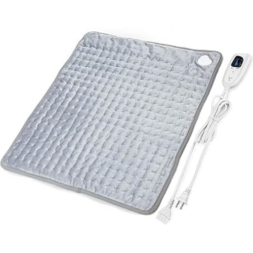 Heating Pad,Electric Heating Pads for Back,Hot Heated Pad for Abdomen,Shoulder,Knee,Multiple Temp and Auto Shut Off(Silver, 20''×24'')