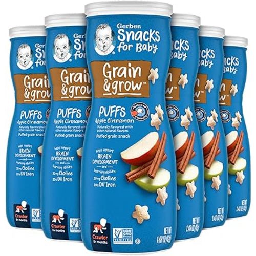 Gerber Baby Snacks Puffs, Apple Cinnamon, 1.48 Ounce (Pack of 6)