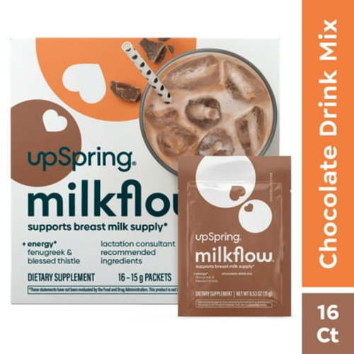 UpSpring Milkflow Lactation Supplement, Fenugreek & Blessed Thistle, Chocolate, 16 Count