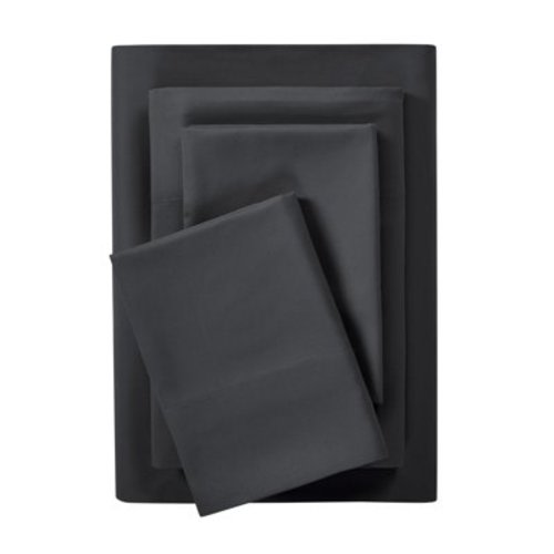 Mainstays Comfort Chill Microfiber Bed Sheet Set, Full, Rich Black, 4 Piece