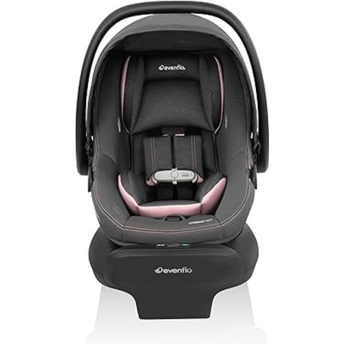 Evenflo LiteMax NXT Rear-Facing Lightweight Preemie and Infant Car Seat 3-30lbs. with SensorSafe. Easy Install with Base (Primrose Pink)