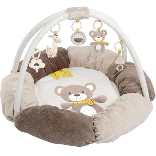 5-in-1 Baby Play Gym Mat with 5 Toys, Tummy Time Mat for Sensory Development, Thick & Large Baby Activity Center from Newborn to Toddler,Ball Pit, Baby Essential Gift(Bear)