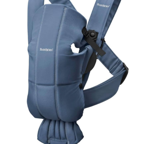 BabyBjorn Baby Carrier Mini, Cotton, Vintage Indigo Newborn Carrier (7-25 lbs), Ergonomic, Easy-to-Use