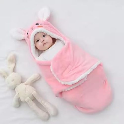 Baby Swaddle Blanket for Newborns 0-6 Months, Soft Cartoon Design for Boys & Girls, Comfortable (Pink)