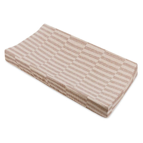 Quilted Changing Pad Cover In GOTS Certified Organic Muslin Cotton - Cocoa Stripe