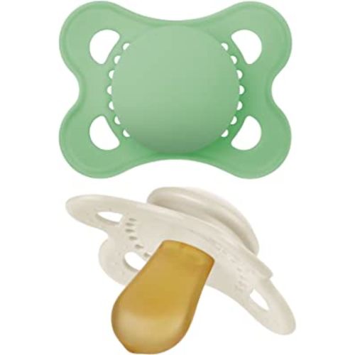 MAM Original Pure Pacifier, Climate Neutral MAM Natural Rubber Pacifier, Sustainable & Bio-Renewable Raw Materials, Sterilizer Case, Unisex, 0-6 Months, 2-Pack