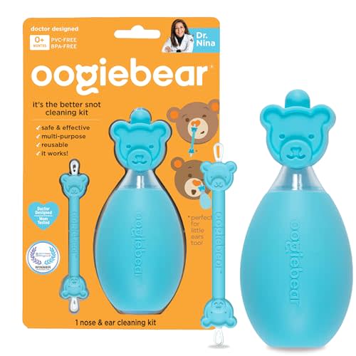 oogiebear BearPair Baby Nose Cleaner & Ear Wax Removal Tool with Nasal Aspirator - Safe Booger & Earwax Removal for Newborns, Infants, Toddlers