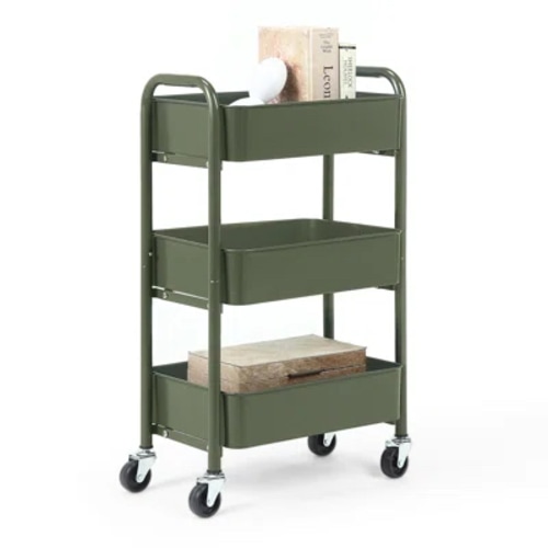 SunnyPoint 3-Tier Under Desk Mobile Utility Cart with Metal Storage Organizer | Wayfair